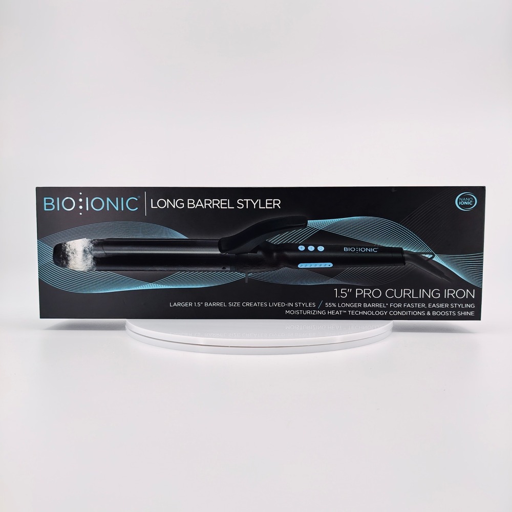 Bio Ionic Long Barrel Styler 1.5" Pro Curling Iron Z-FGTST-CL-1.5-VN Black 430F